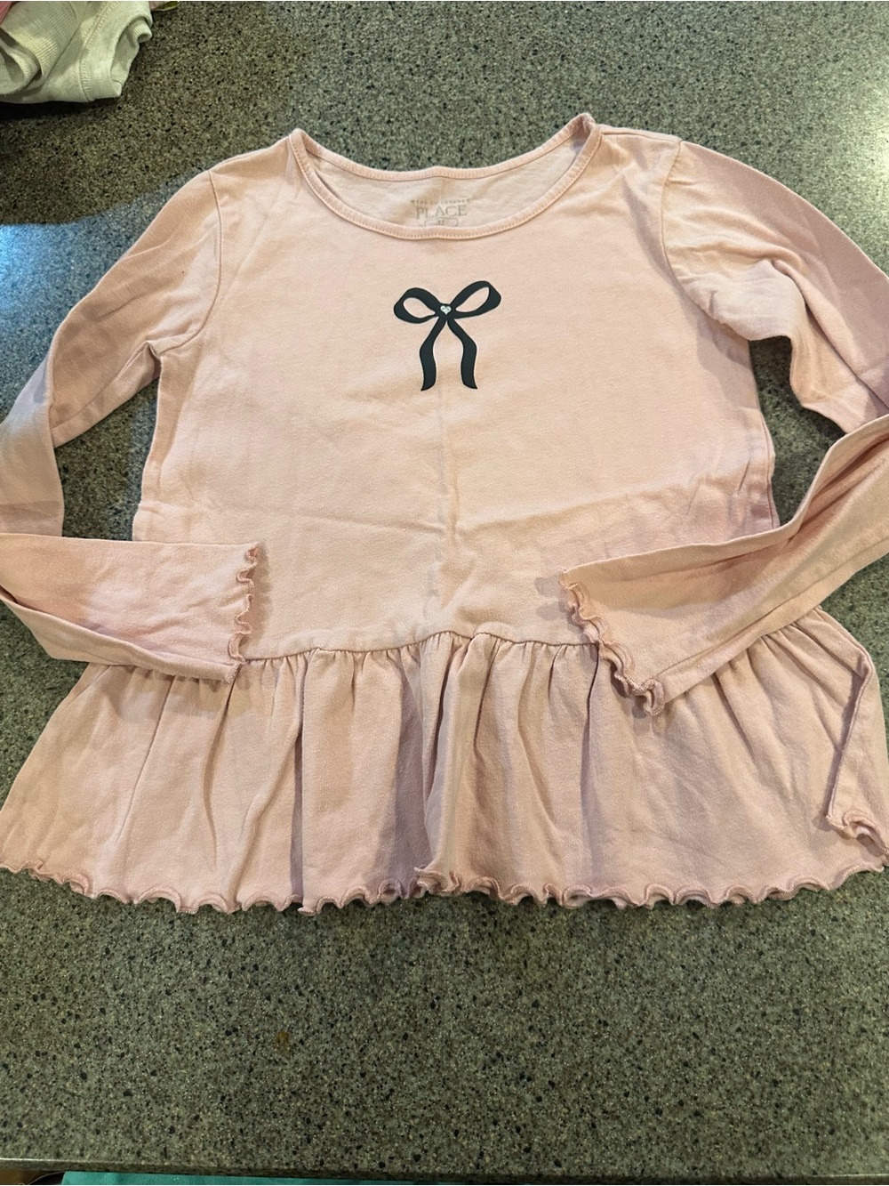 Jaclyn Smith Light Pink Long-Sleeve Peplum Top with Bow Graphic
